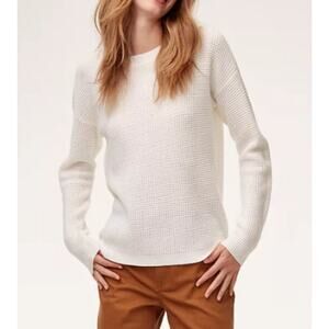 Aritzia Wilfred 100% Merino Wool Isabelli Crew Neck Sweater Waffle Knit Pullover